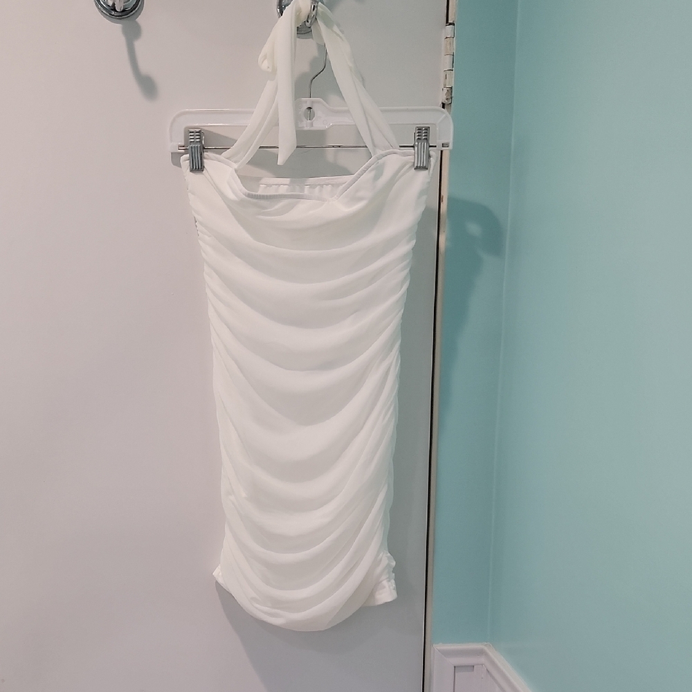 Unknown White Ruched Dress